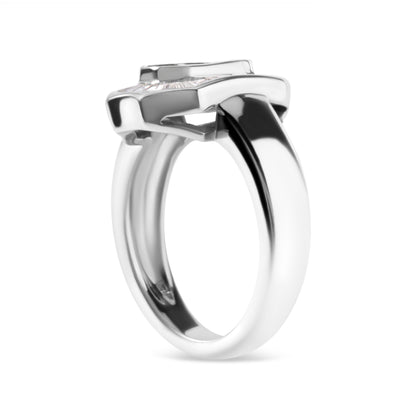 14K White Gold 1.00 Cttw Baguette and Princess-Cut Diamond Cocktail Art Deco Style Ring (H-I Color, SI1-SI2 Clarity) - Size 7