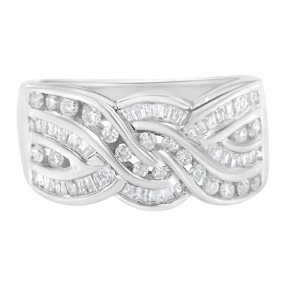 10K White Gold Diamond Bypass Ring (1 Cttw, H-I Color, I1-I2 Clarity) - Size 6-3/4
