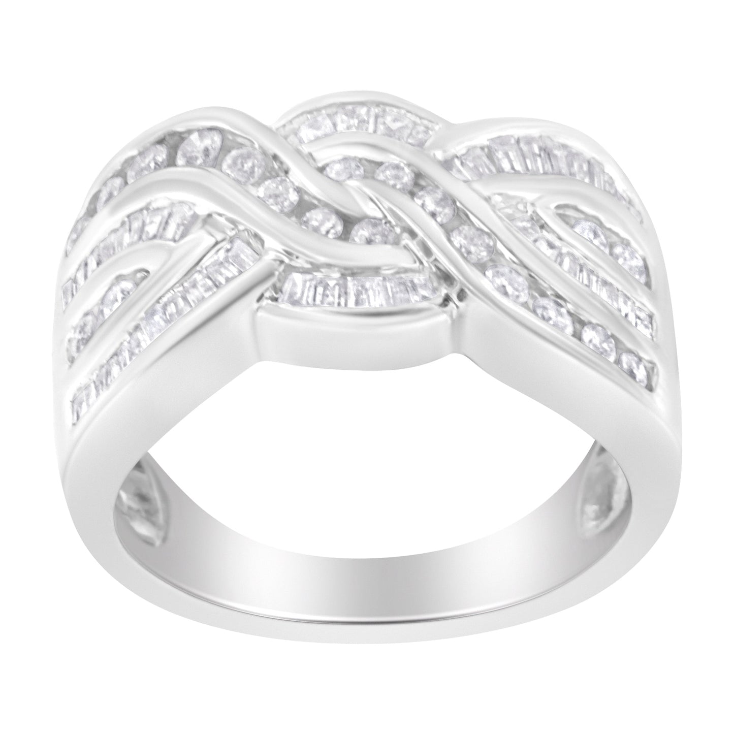 10K White Gold Diamond Bypass Ring (1 Cttw, H-I Color, I1-I2 Clarity) - Size 6-3/4