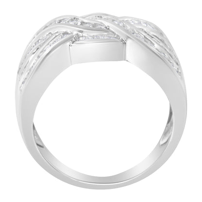 10K White Gold Diamond Bypass Ring (1 Cttw, H-I Color, I1-I2 Clarity) - Size 6-3/4