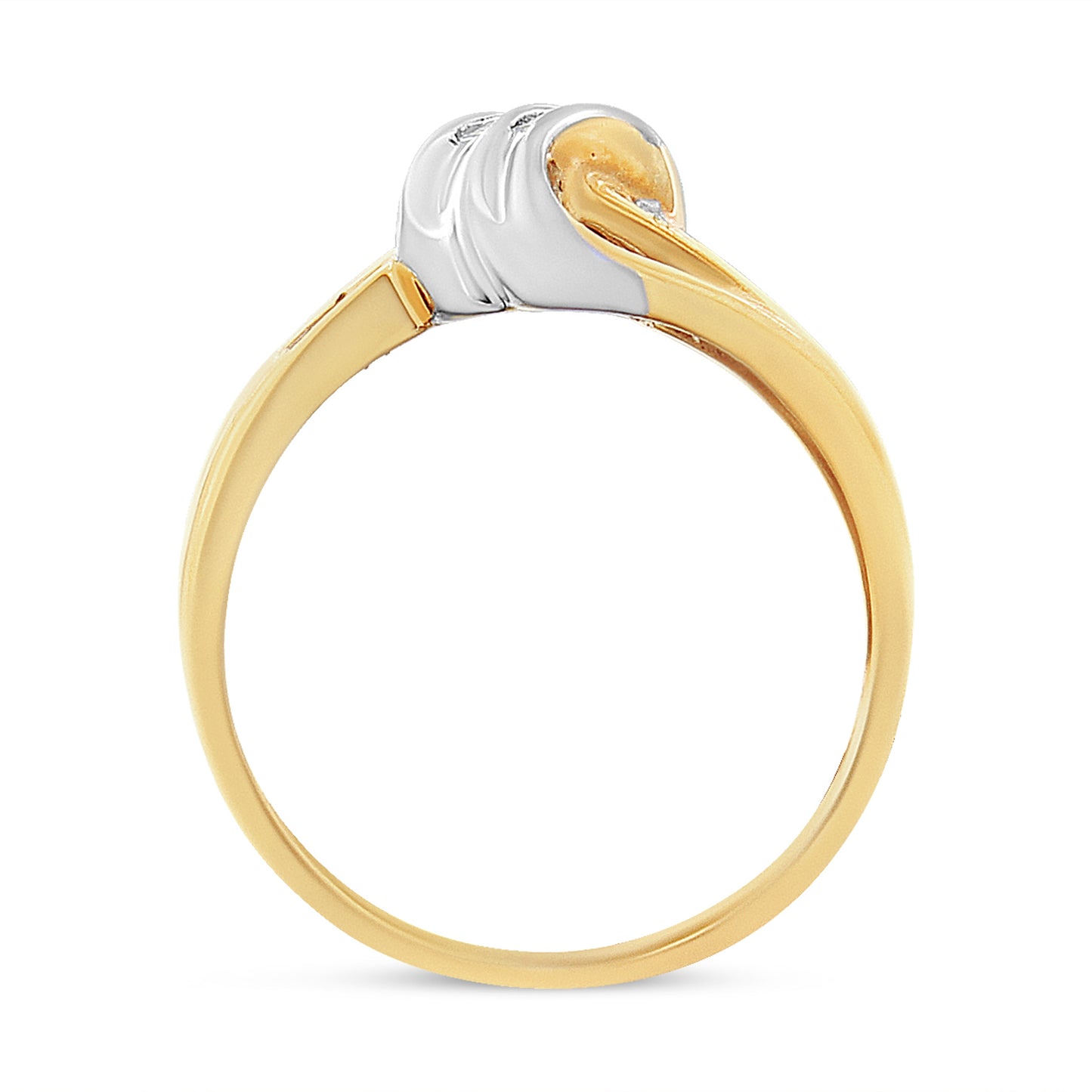 10K Yellow and White Gold 1/10 Cttw Baguette and Round-Cut Diamond Bypass Ring (I2 Color, H-I Clarity) - Size 7