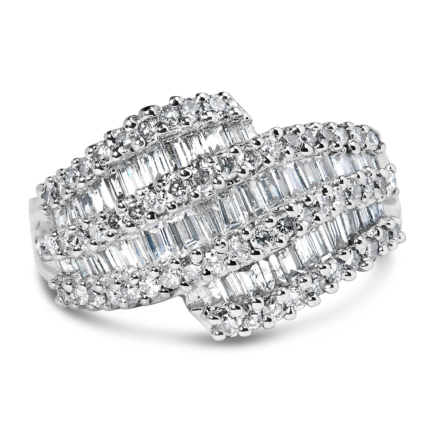 14K White Gold Diamond Cocktail Ring Band (1 3/4 Cttw, H-I Color, SI2-I1 Clarity) - Size 6-1/2