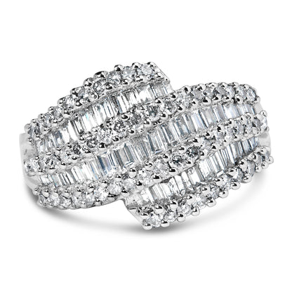 14K White Gold Diamond Cocktail Ring Band (1 3/4 Cttw, H-I Color, SI2-I1 Clarity) - Size 6-1/2
