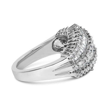 14K White Gold Diamond Cocktail Ring Band (1 3/4 Cttw, H-I Color, SI2-I1 Clarity) - Size 6-1/2