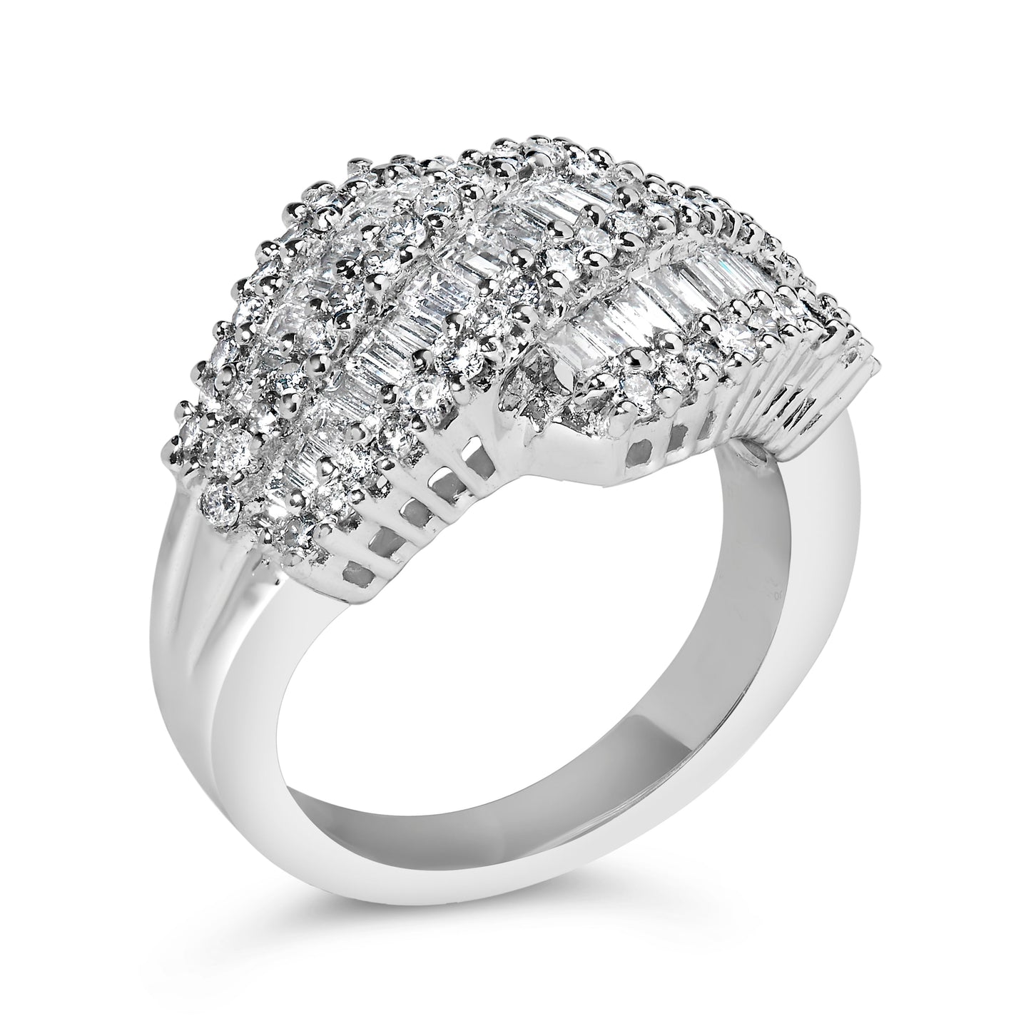 14K White Gold Diamond Cocktail Ring Band (1 3/4 Cttw, H-I Color, SI2-I1 Clarity) - Size 6-1/2