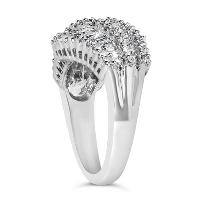 14K White Gold Diamond Cocktail Ring Band (1 3/4 Cttw, H-I Color, SI2-I1 Clarity) - Size 6-1/2