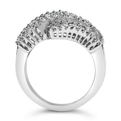 14K White Gold Diamond Cocktail Ring Band (1 3/4 Cttw, H-I Color, SI2-I1 Clarity) - Size 6-1/2