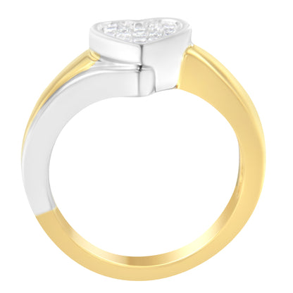 14K Two-Toned Gold Princess-Cut Diamond Heart Promise Ring (1/4 Cttw, H-I Color, I1-I2 Clarity) - Size 6