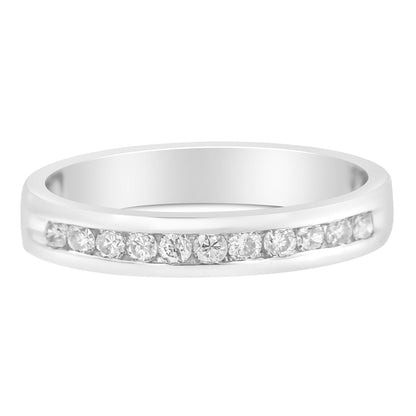 18K White Gold 1/4 Cttw Channel Set Brilliant Round-Cut Diamond Classic 11 Stone Wedding Band Ring (E-F Color, I1-I2 Clarity) - Size 5