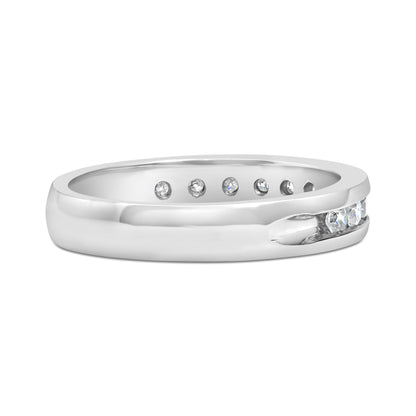 IGI Certified 1/2 Cttw Round Brilliant Cut Diamond 18K White Gold Channel Set Eternity Style Wedding Band Ring (H-I Color, I1-I2 Clarity) - Size 7