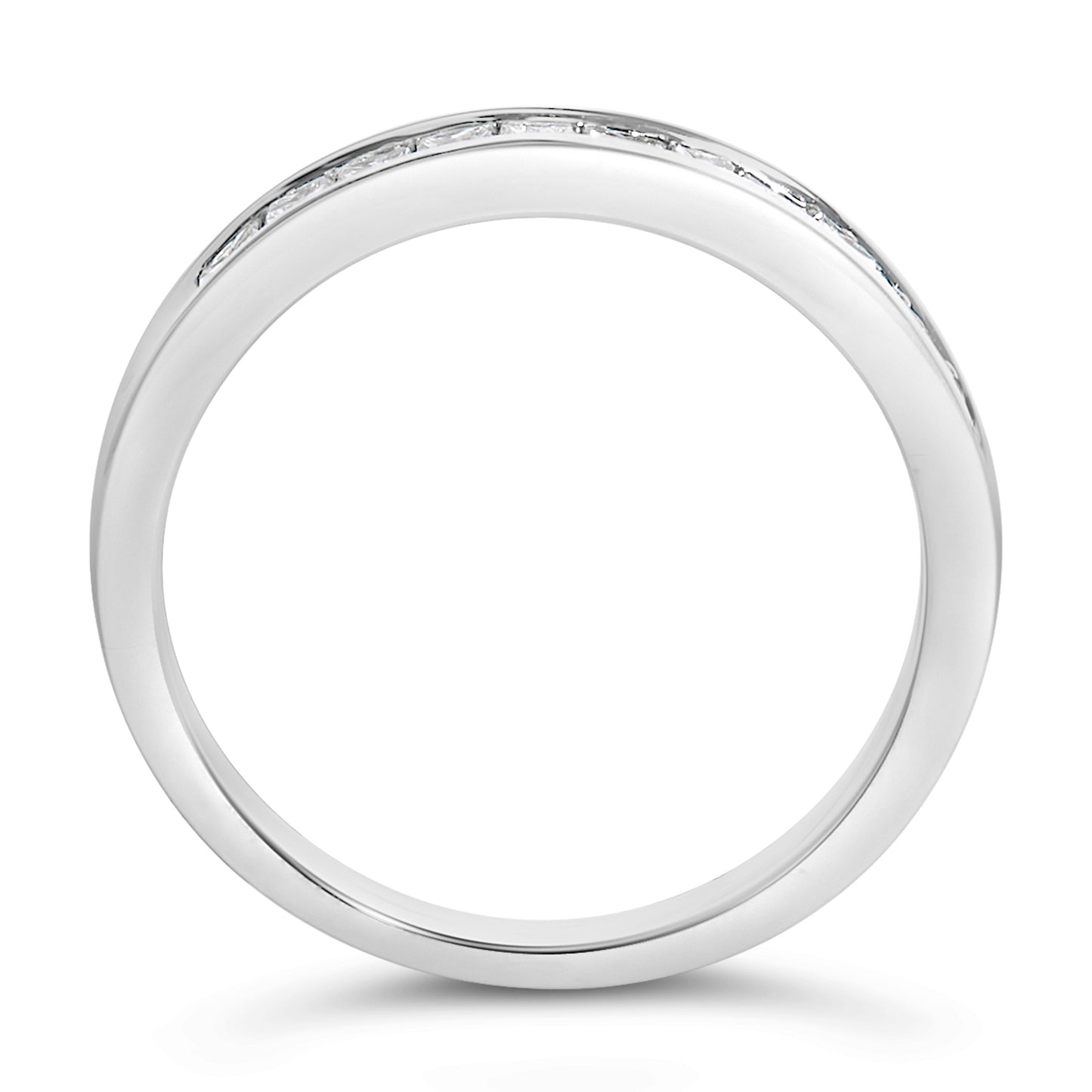 .925 Sterling Silver 1/2 Cttw Princess-Cut Diamond Channel-Set Half-Eternity Wedding or Anniversary Band Ring (H-I Color, I2 Clarity) - Size 6