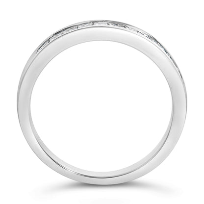 .925 Sterling Silver 1/2 Cttw Princess-Cut Diamond Channel-Set Half-Eternity Wedding or Anniversary Band Ring (H-I Color, I2 Clarity) - Size 6
