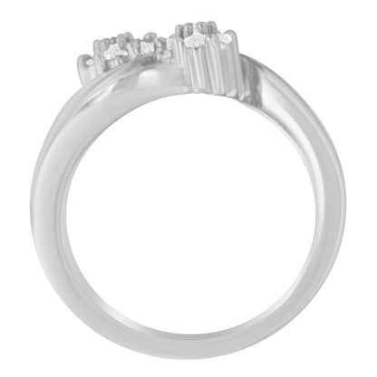 14K White Gold Round and Baguette Diamond Bypass Ring (1/2 cttw, H-I Color, I1-I2 Clarity) - Ring Size 6