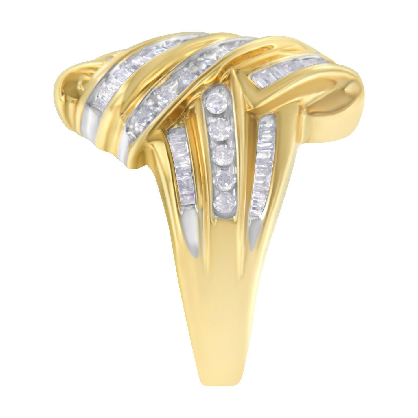10K Yellow Gold Diamond Bypass Ring (1.0 cttw, H-I Color, I2-I3 Clarity)