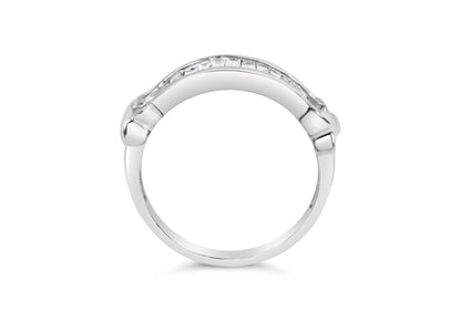 .925 Sterling Silver 1/2 Cttw Baguette Cut Diamond Channel Set X-Station Wedding Ring (H-I Color, I1-I2 Clarity) - Size 6-1/2