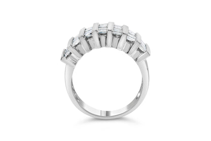 .925 Sterling Silver 1.0 Cttw Baguette Cut Diamond Vertical Channel Fluted Multi-Row Unisex Fashion Wedding Ring (H-I Color, I1-I2 Clarity) - Size 6-3/4