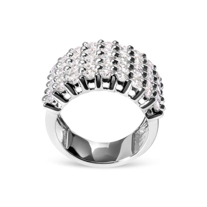 14k White Gold 4.0 Cttw Diamond 5 Row Ring Band (I-J Color, I1-I2 Clarity) - Ring Size 7