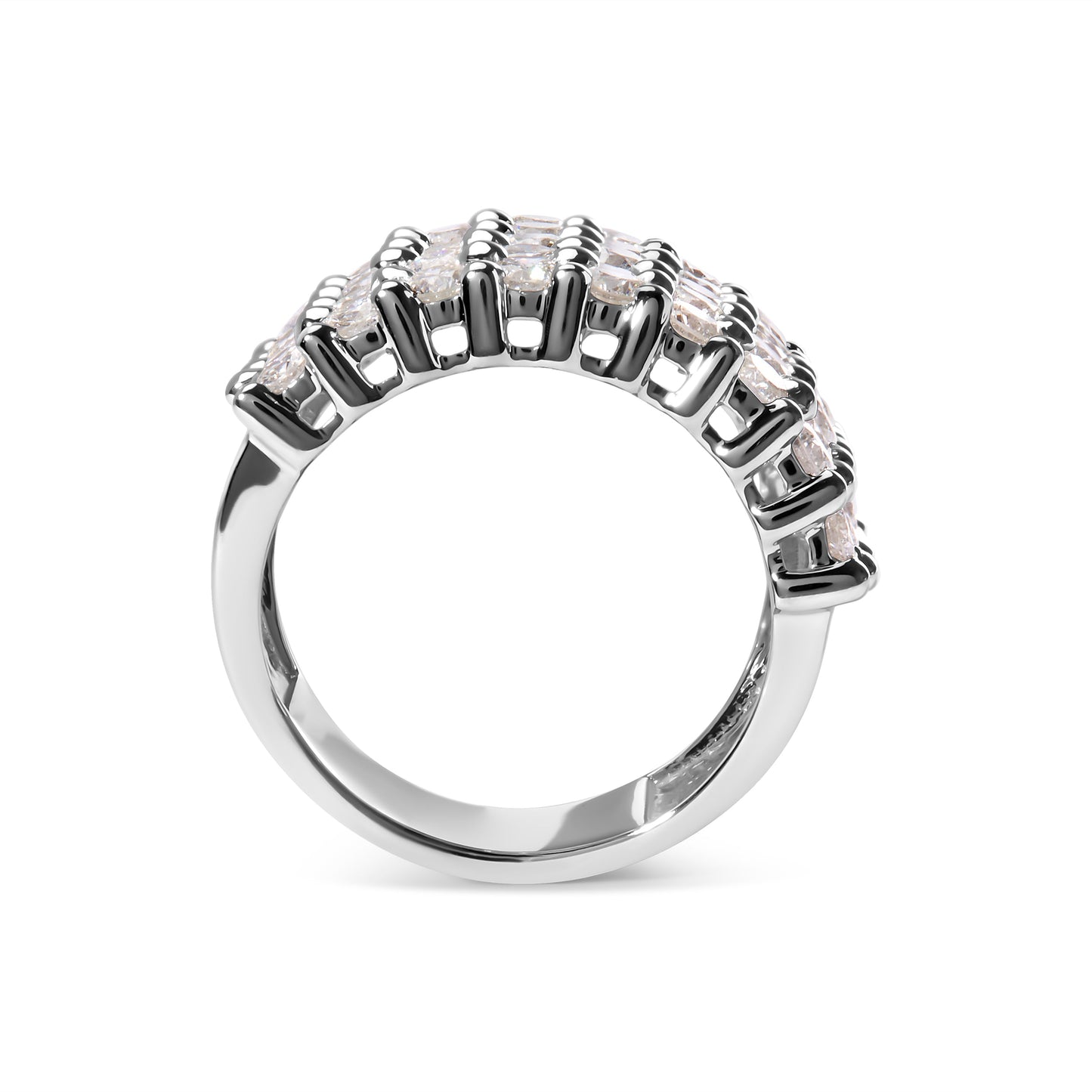 14k White Gold 4.0 Cttw Diamond 5 Row Ring Band (I-J Color, I1-I2 Clarity) - Ring Size 7
