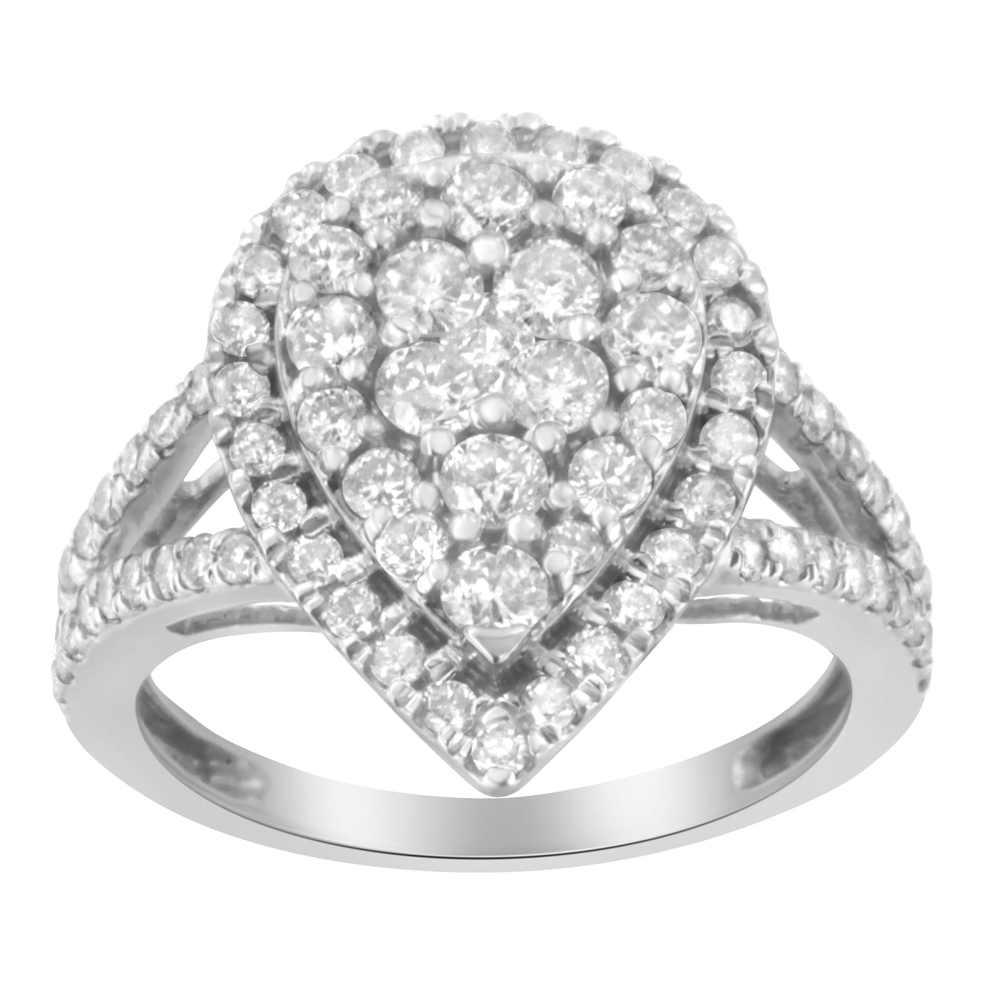 .925 Sterling Silver Diamond Cluster Ring (1 1/2 Cttw, H-I Color, I1-I2 Clarity) - Size 6