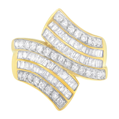 10K Yellow Gold Diamond Bypass Ring (1 1/7 Cttw, I-J Color, I1-I2 Clarity) - Size 5