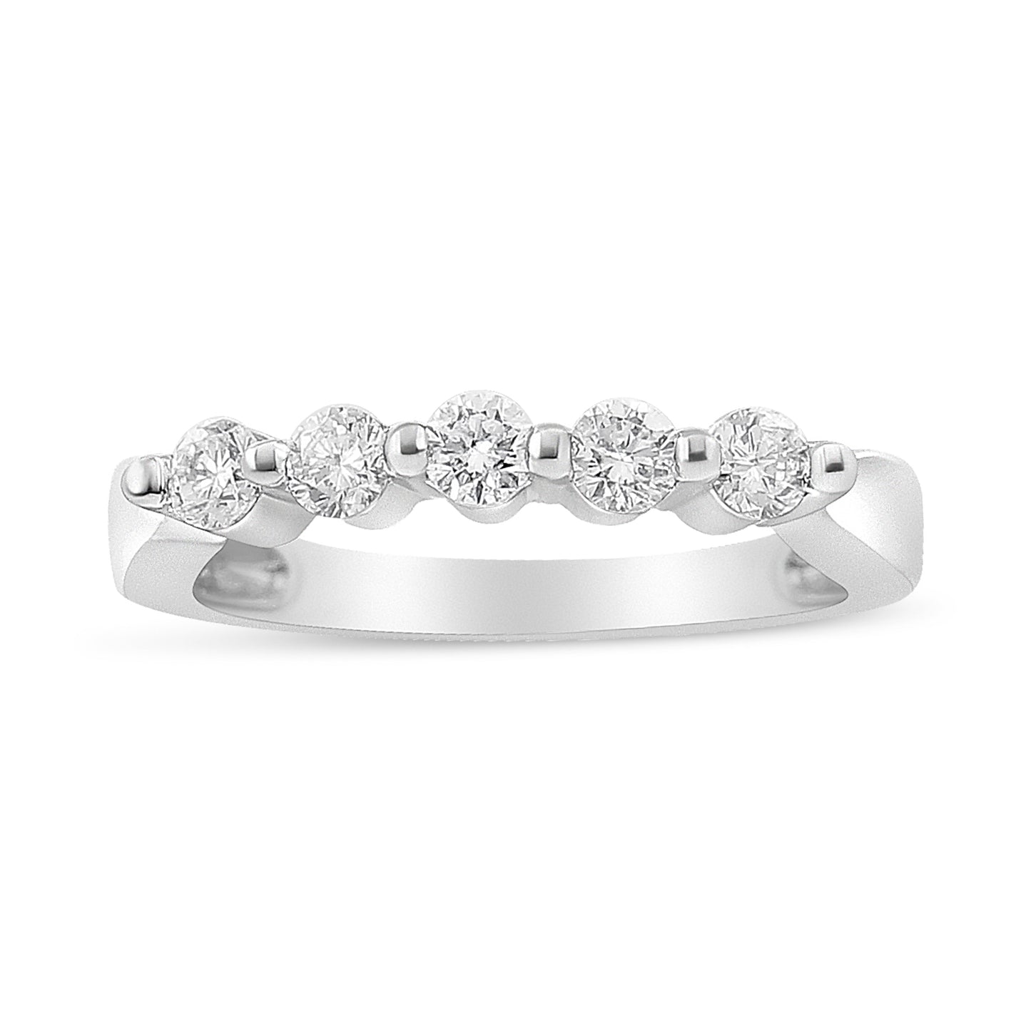 14K White Gold 1/2 Cttw Round-Cut 5-Stone Diamond Ring (H-I Color, SI1-SI2 Clarity) Size 7