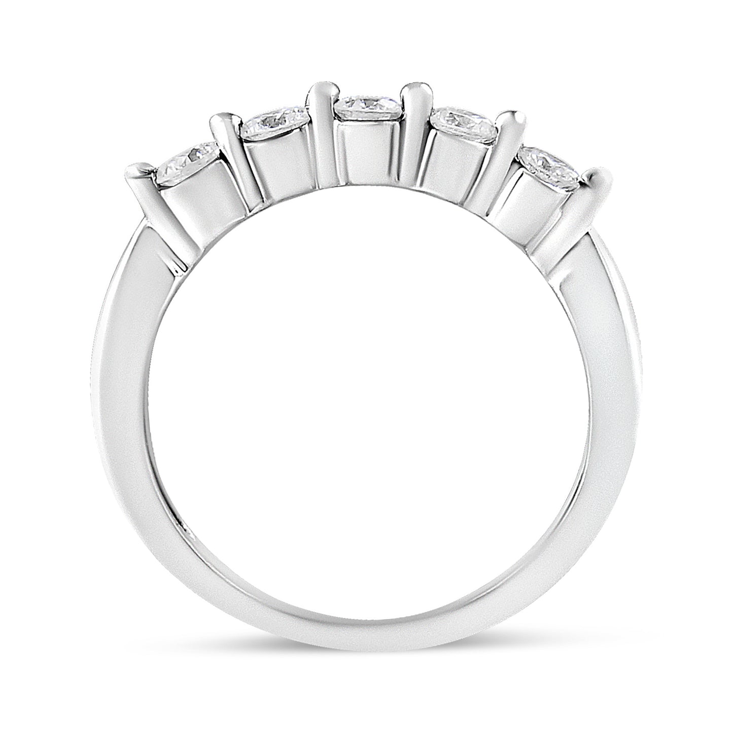 14K White Gold 1/2 Cttw Round-Cut 5-Stone Diamond Ring (H-I Color, SI1-SI2 Clarity) Size 7