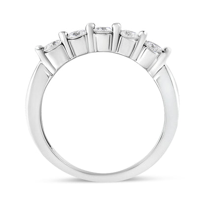 14K White Gold 1/2 Cttw Round-Cut 5-Stone Diamond Ring (H-I Color, SI1-SI2 Clarity) Size 7