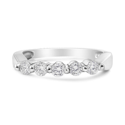 14K White Gold 1/2 Cttw Round-Cut 5-Stone Diamond Ring (H-I Color, SI1-SI2 Clarity) Size 7