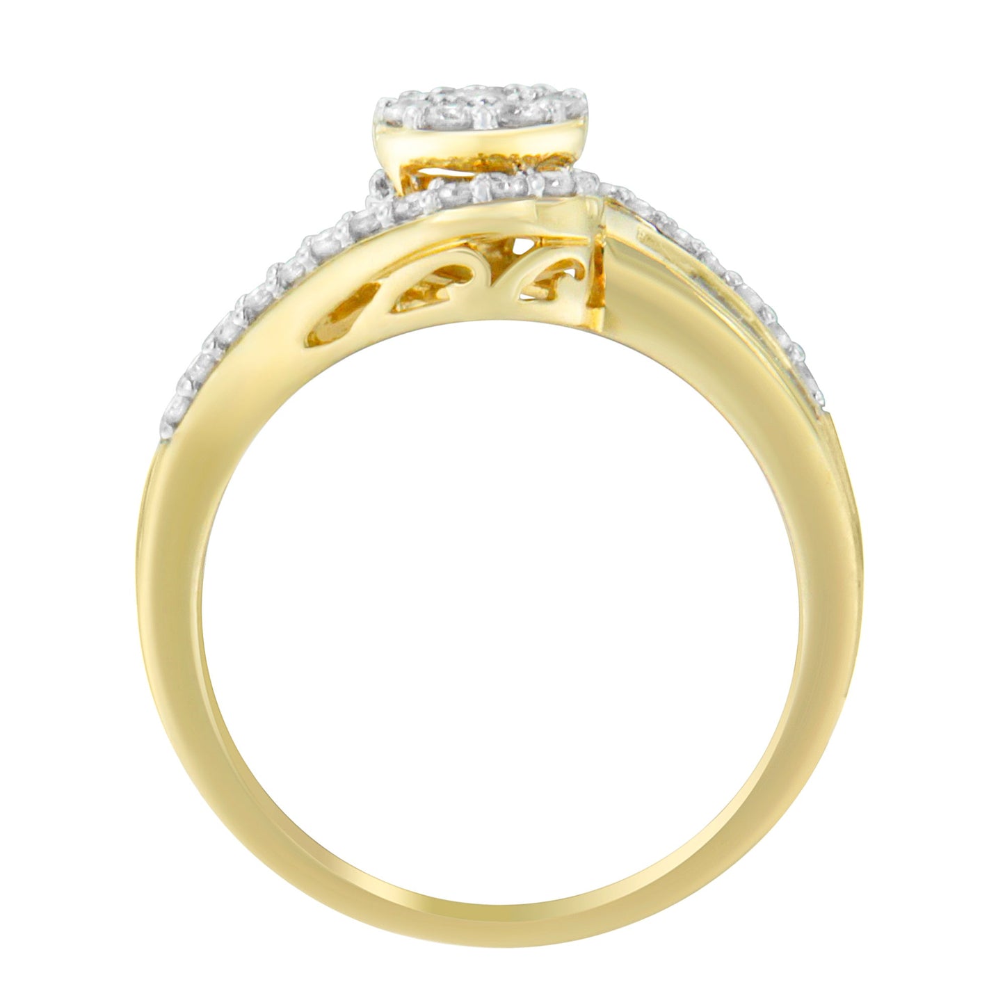 10K Yellow Gold Diamond Cluster Ring (1/2 Cttw, I-J Color, I2-I3 Clarity) - Size 6