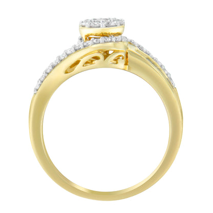 10K Yellow Gold Diamond Cluster Ring (1/2 Cttw, I-J Color, I2-I3 Clarity) - Size 6