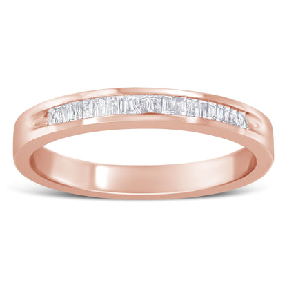 10K Rose Gold over .925 Sterling Silver 1/5 Cttw Diamond Channel-Set Stackable Band Ring (H-I Color, I1-I2 Clarity) - Size 6 3/4