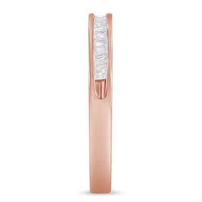 10K Rose Gold over .925 Sterling Silver 1/5 Cttw Diamond Channel-Set Stackable Band Ring (H-I Color, I1-I2 Clarity) - Size 6 3/4