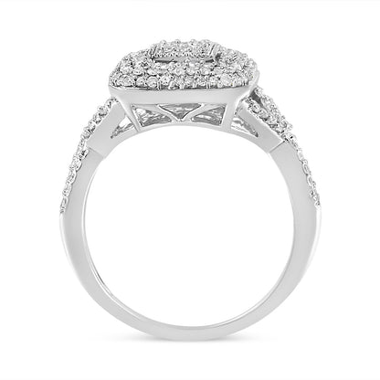 .925 Sterling Silver 1/2 Cttw Round-Cut Diamond Cluster Cushion Ring (I-J , I1-I2) - Size 7