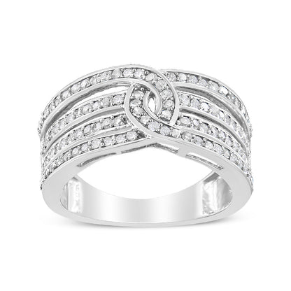 .925 Sterling Silver 1/2 Cttw Diamond Multi-Row Bypass Band Ring (I-J Color, I3 Clarity) - Size 7