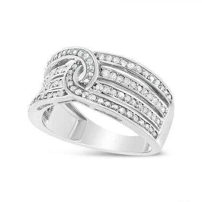 .925 Sterling Silver 1/2 Cttw Diamond Multi-Row Bypass Band Ring (I-J Color, I3 Clarity) - Size 7