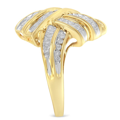 10K Yellow Gold Diamond Bypass Cocktail Ring (1 1/5 Cttw, I-J Color, I2-I3 Clarity) - Size 8