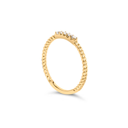 10K Yellow Gold 1/10 Cttw Diamond 5 Stone Braided Shank Band Ring (I-J Color, I2-I3 Clarity)- Ring Size 6