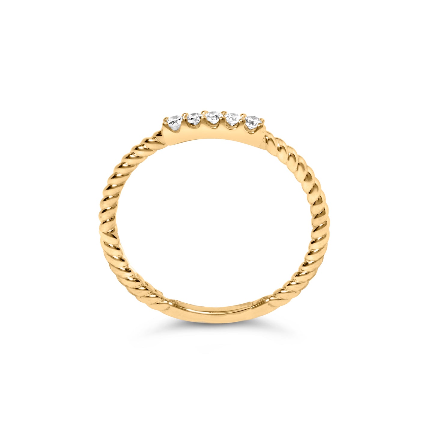 10K Yellow Gold 1/10 Cttw Diamond 5 Stone Braided Shank Band Ring (I-J Color, I2-I3 Clarity)- Ring Size 6