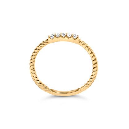 10K Yellow Gold 1/10 Cttw Diamond 5 Stone Braided Shank Band Ring (I-J Color, I2-I3 Clarity)- Ring Size 6
