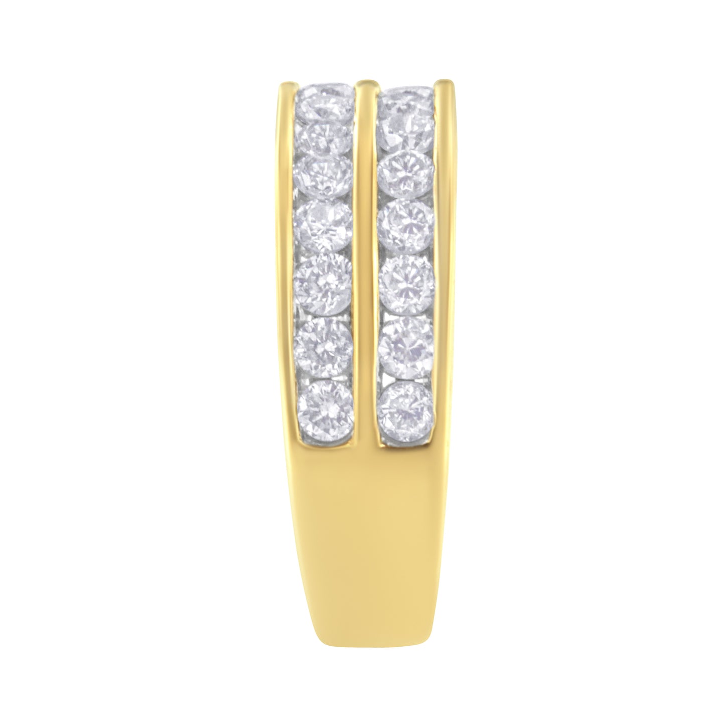 10K Yellow Gold Two-Row Diamond Band Ring (1 Cttw, J-K Color, I1-I2 Clarity) - Size 6