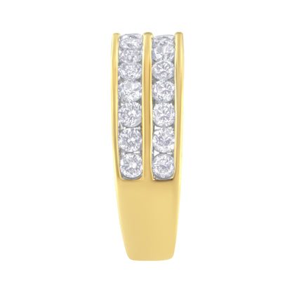 10K Yellow Gold Two-Row Diamond Band Ring (1 Cttw, J-K Color, I1-I2 Clarity) - Size 6