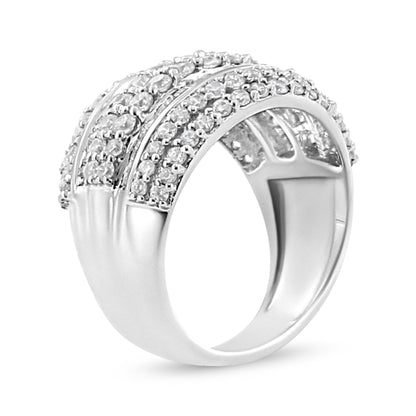 .925 Sterling Silver 2.00 Cttw Round and Baguette-Cut Diamond Cluster Ring (H-I Color, I1-I2 Clarity) - Size 7