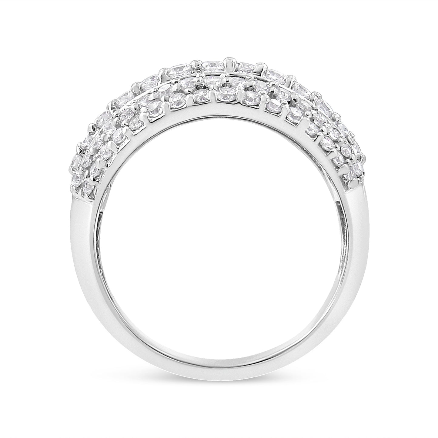 .925 Sterling Silver 2.00 Cttw Round and Baguette-Cut Diamond Cluster Ring (H-I Color, I1-I2 Clarity) - Size 7