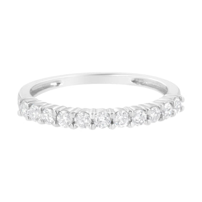 IGI Certified 1/2 Cttw Diamond 10K White Gold Prong Set Fluted Band Style Ring (I-J Color, I2-I3 Clarity) - Size 7