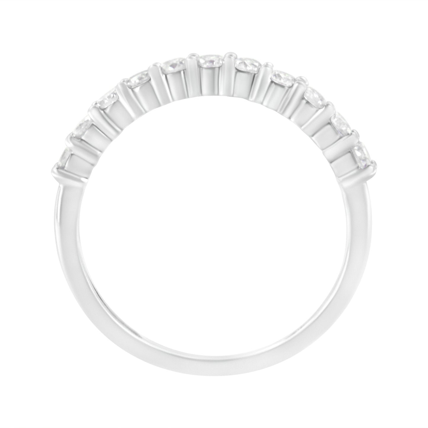 IGI Certified 1/2 Cttw Diamond 10K White Gold Prong Set Fluted Band Style Ring (I-J Color, I2-I3 Clarity) - Size 7