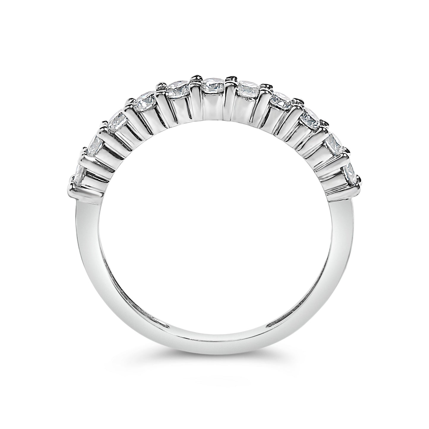 IGI Certified 1/2 Cttw Diamond 10K White Gold Prong Set Fluted Band Style Ring (I-J Color, I2-I3 Clarity) - Size 7