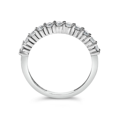 IGI Certified 1/2 Cttw Diamond 10K White Gold Prong Set Fluted Band Style Ring (I-J Color, I2-I3 Clarity) - Size 7