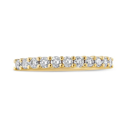 IGI Certified 1/2 Cttw Diamond 10K Yellow Gold Prong Set Fluted Band Style Wedding Ring (J-K Color, I1-I2 Clarity) - Size 7