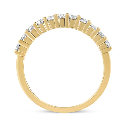 IGI Certified 1/2 Cttw Diamond 10K Yellow Gold Prong Set Fluted Band Style Wedding Ring (J-K Color, I1-I2 Clarity) - Size 7