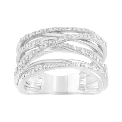 .925 Sterling Silver 1/4 Cttw Prong Set Round-Cut Diamond Bypass Ring (I-J Color, I1-I2 Clarity) - Size 7